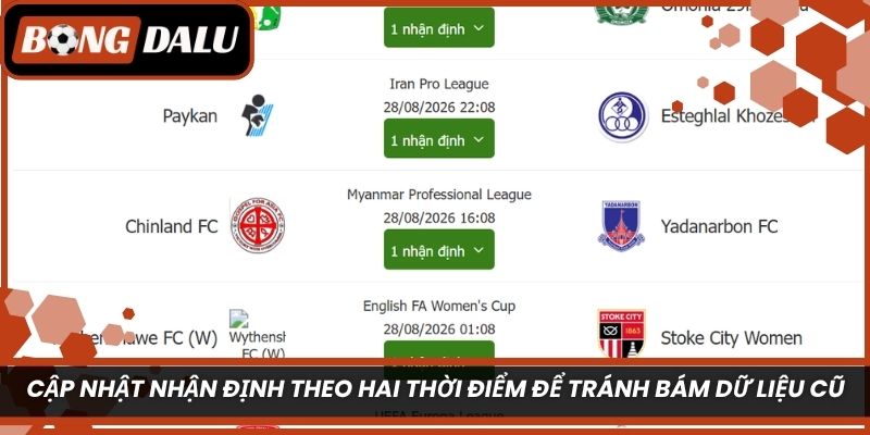 Cập nhật nhận định theo hai thời điểm để tránh bám dữ liệu cũ