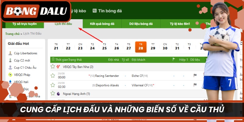 Cung cấp lịch đấu và những biến số về cầu thủ